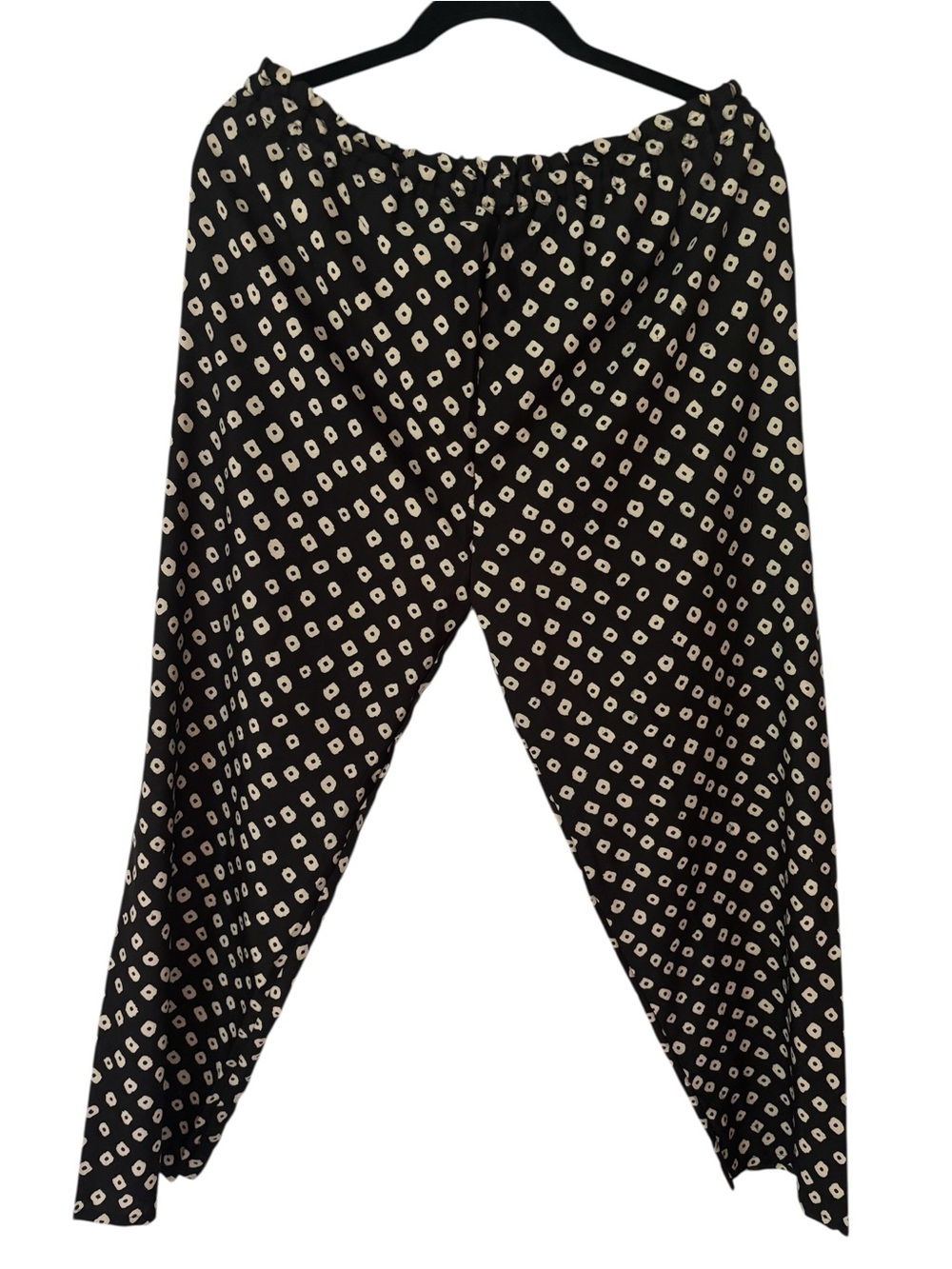 Drawstring Paperbag Waist Black and White Geometric Abstract Loose Fit Pants - Picture 2 of 8